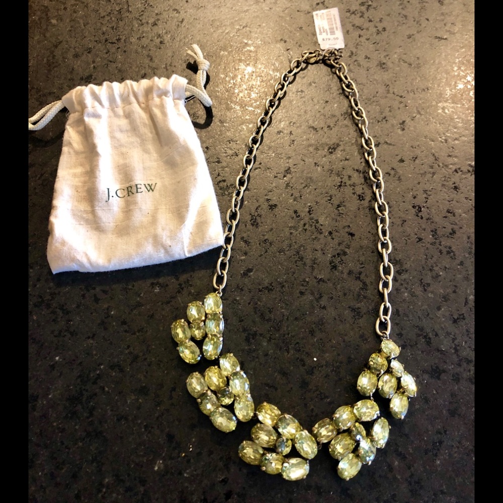 New, J.Crew Pale Green & Brushed Gold Necklace